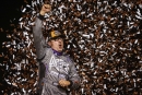 Chris Madden celebrates his $25,000 World Finals victory Nov. 9 at the Dirt Track at Charlotte in the World of Outlaws Case Late Model Series finale. (Zach Yost)