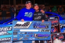 Pete Ivey (left) joins his son Trent Ivey in victory lane Nov. 17 at Cherokee Speedway in Gaffney, S.C., after his Blue-Gray 100 victory. They&#039;re the first father-son duo to win the event. (ZSK Photography)