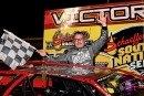 Chris Madden emerges in victory lane Feb. 28 at Swainsboro (Ga.) Raceway in capturing the Schaeffer&#039;s Spring Nationals opener. (Kevin Ritchie)